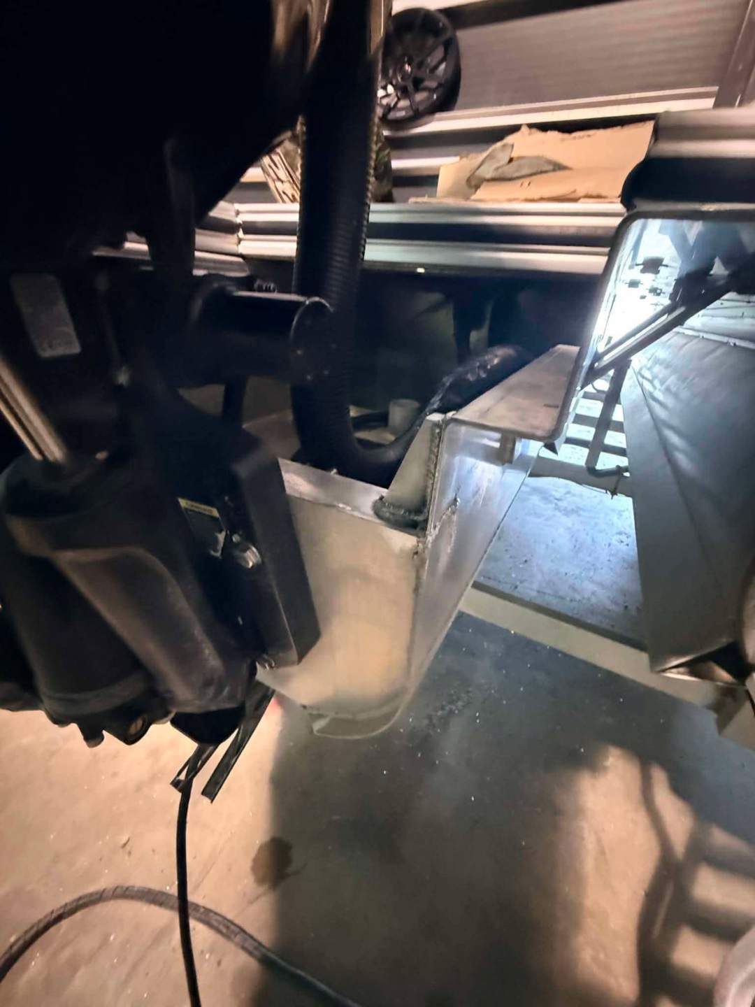 Welding a custom trailer frame in the JG's Custom Fabrication shop in Bunkie, Louisiana